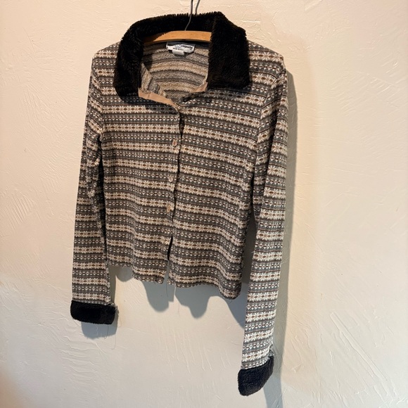 Vintage Smart Objects Faux Fur Button Down Blouse - Picture 2 of 7